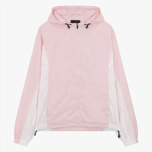 Ventes en gros personnalisées de vestes coupe-vent roses, sweats à capuche zippés et shorts en nylon, ensembles de jogging légers en deux pièces, ensembles de shorts coupe-vent - Product Image 6