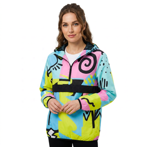 ROLEIN Chaqueta de Forro Polar con Capucha y Media Cremallera, Estampado Abstracto Colorido, Ecológica, Unisex, para Invierno - Product Image 4