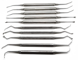 Instrumentos Quirúrgicos Dentales Manuales de Diseño Superior, Curetas Gracey, Set de Raspadores Hu-Friedy Sickle, 10 Instrumentos - Product Image 1
