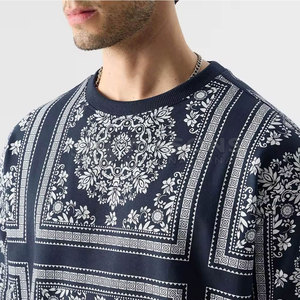 T-shirt tricoté oversize moderne imprimé pour homme – Style urbain décontracté, coupe ample, motif artistique, respirant et séchage rapide - Product Image 5