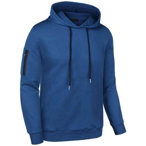 Survêtement bleu à capuche pour homme, manches longues, couleur unie, coupe décontractée, polyester, pour l'automne, avec poche latérale et cordon de serrage - Product Image 6