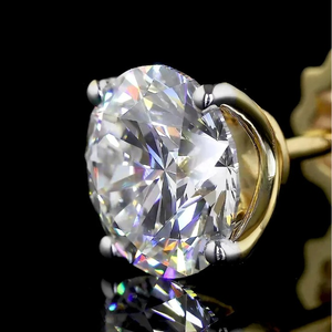 Boucles d'oreilles clous en diamant de laboratoire à quatre griffes, taille ronde, certifiées IGI, clarté VVS-VS, or 10/14/18 carats, bijoux tendance pour femme, mariage et soirée - Product Image 5