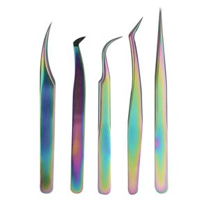 TEEJAY SS Plasma <b>Rainbow</b> Lash Tweezers with Perfect Grip Comfortable Handle <b>Light</b> Weight custom logo - Product Image 1