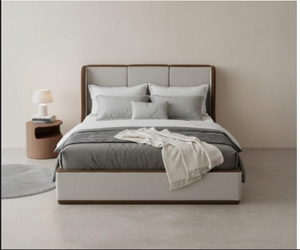 Modern Luxury Adult Wood <b>Frame</b> <b>Bed</b> Linen Upholstery & Durable Structure for Bedroom - Product Image 1