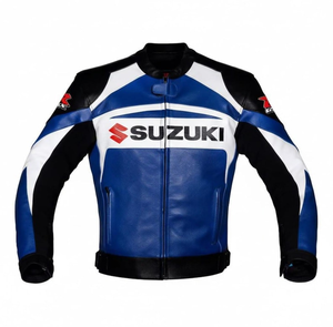 Veste de course unisexe Zuzuki RGSX en cuir de vache véritable imperméable imprimée, équipement de moto pour adultes avec protection CE niveau 2 - Product Image 1