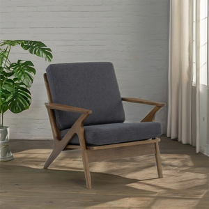 Luxury Bentwood <b>Frame</b> One Seat <b>Sofa</b> with Sculptural Z-Arm and Tapered Solid <b>Wood</b> Legs Midcentury Modern for Living Room - Product Image 1