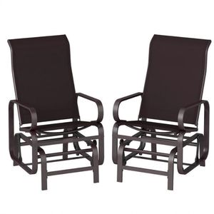 Set di Due Sedie a Dondolo Scorrevoli Marroni per Cortile e Patio Esterno - Product Image 5