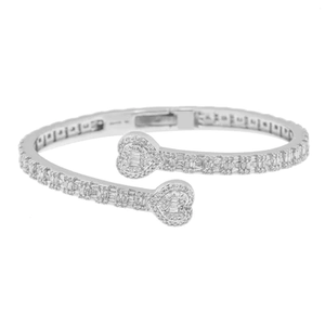 Bracelet classique hip-hop en or 14 carats avec diamant moissanite taille cœur, joli bracelet ouvert pour filles - Product Image 4