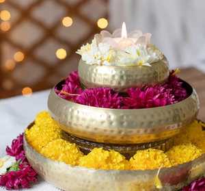 Cuenco Decorativo de Metal con Forma de Diya para Flores, Ideal para Decoración del Hogar, Oficina y Mesa, Apto para Flores Flotantes y Velas de Té - Product Image 4