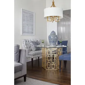OEM Luxury Stainless Steel Coffee <b>Table</b> Supplier for International BuyersModern Round Coffee <b>Table</b> with Gold Metal Base - Product Image 3