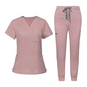 Vêtements médicaux anti-rides à manches longues en graphite, tailles plus, avec fermeture éclair en acier inoxydable, ensembles d'uniformes esthétiques pour infirmières - Product Image 2