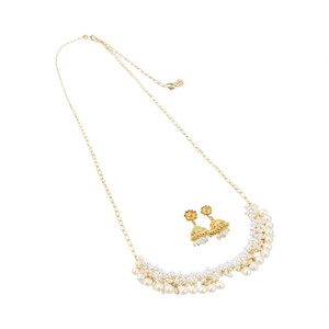 Women's Fashion Jewelry Set Small Cluster Pearl Necklace Gold Plated Alloy Anniversary - Product Image 2
