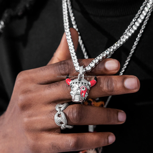 Hip-Hop 925 colgante de plata cesta bola vaca colgante para hombres Fans conmemorativo cabeza de toro colgante para niños - Product Image 3