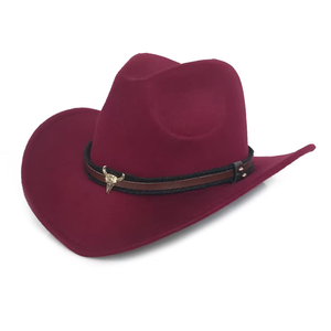 Sombreros de Vaquero Occidentales Negros Personalizados de Color Sólido de Alta Calidad, Sombrero de Vaquero de Fieltro - Product Image 2