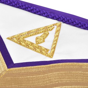 Tablier de Cérémonie de Loge Franc-Maçonnique Premium, Modèle Ancien Conseil Maître Illustre, Bordures à Tresses Dorées, Violet, Régalia Maçonnique - Product Image 6