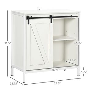 Handmade White Farmhouse <b>Sideboard</b> Buffet Cabinet Adjustable Shelf Sliding Barn Door for Villa Warehouse Dining Multi-Purpose - Product Image 3