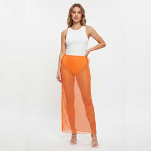 Falda Transparente de Malla con Pedrería para Discoteca, Falda de Cintura Alta, Faldas Transparentes de Verano con Pedrería de Alta Calidad para Mujer - Product Image 1
