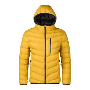 Chaqueta Acolchada Amarilla de Invierno con Capucha, Impermeable, Ligera, Alternativa al Plumón, con Cierre Completo, Casual, para Hombre - Product Image 1