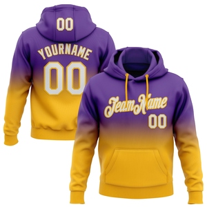 Sudadera con Capucha Deportiva de Moda, Diseño Nuevo, Personalizada, con Degradado Púrpura, Blanco y Dorado, Venta Directa de Fábrica - Product Image 1