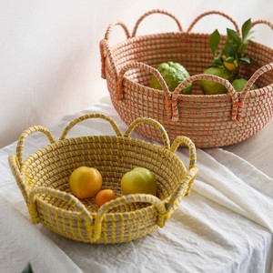 Colorful Scalloped Seagrass Storage <b>Basket</b> with Handles Handwoven Eco-Friendly Durable LAC VIET Brand for Fruit Home Use Vietnam - Product Image 2