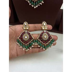 Vedika Premium Victorian Gold Plated <b>Pearl</b> Necklace & Earring <b>Set</b> for Bridal - Product Image 3