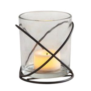 Elegante Portavelas Votivo de Hierro y Vidrio con Acabado Negro para Decoración del Hogar, Navidad y Bodas - Product Image 1