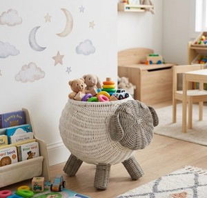 Handmade Sheep Shaped Woven <b>Storage</b> Basket for Nursery, Kids Toy Organizer <b>Bin</b>, Decorative Wicker Animal Basket from Vietnam - Product Image 5