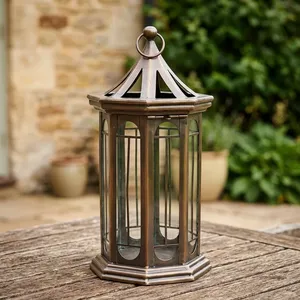 Hexagon Metal Lantern <b>Outdoor</b> <b>Candle</b> <b>Holder</b> Durable Decorative Lighting Fixture - Product Image 6