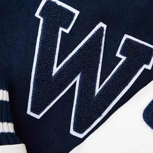 Factory Custom Womens Wool Blend Varsity <b>Jacket</b> White Faux <b>Leather</b> Sleeve Letter Embroidery Chenille Streetwear Letterman <b>Jacket</b> - Product Image 4