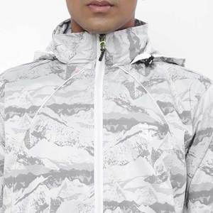 Veste coupe-vent zippée à capuche pour homme, gris camouflage, style sportif, légère - Product Image 6