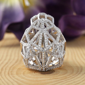 แหวนเสือดำประดับเพชรโมอิสซาไนต์ทรงกลมแบบ Iced Out แหวนพลอยรูปหยดน้ำสีเขียว แหวนเงินแท้ 925 ดีไซน์รูปสัตว์ - Product Image 2