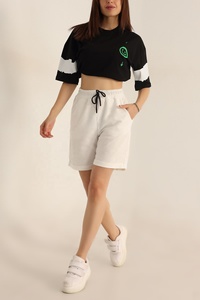High Quality Custom 3D Puff Logo Fur Button Sweat <b>Shorts</b> for Women Elastic Waist Gym Jogger Casual Quick Dry Waterproof - Product Image 3