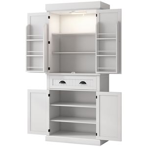 Armadio dispensa autoportante alto 180 cm per cucina, con anta bianca smaltata, luci LED e ripiani regolabili, ideale per hotel - Product Image 1