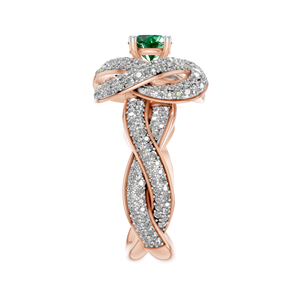 Luxury 14K 18K Solid Gold Fine Jewelry Natural Emerald Engagement <b>Ring</b> Twisted Knot Pave Diamond Wedding <b>Ring</b> IGI Certified for - Product Image 2
