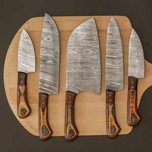 Ensemble de couteaux de chef en acier Damas avec étui en cuir, ensemble de couteaux de cuisine professionnels pour la cuisine à domicile, restaurant - Product Image 1