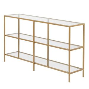 Consolle da Ingresso Moderna 51.2FT con Struttura in Metallo Dorato, Facile Montaggio, Tavolo da Divano in Vetro Temperato, Specchiato, per Soggiorno Contemporaneo - Product Image 4