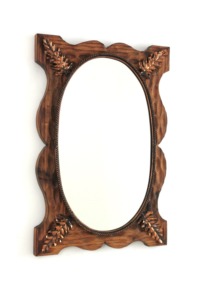 Rustic Wood <b>Oval</b> <b>Mirror</b> With Leaf Design Handmade Wall Decor High End Quality At Lowest Cost - Product Image 2