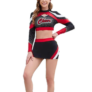 Tenues d'échauffement et d'entraînement pour cheerleaders avec designs personnalisés, uniformes de cheerleading pour femmes sur mesure, vente en gros, ensemble complet - Product Image 6