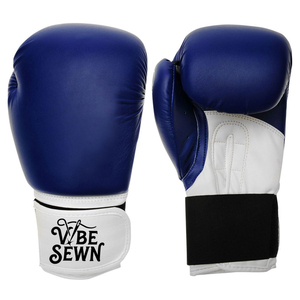 Gants de boxe VIBE SEWN en PU avec fermeture Velcro, respirants, pour entraînement adulte, design bleu et blanc, pour hommes et femmes - Product Image 2