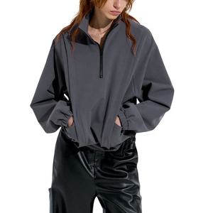 Chaquetas Cortavientos Estilo Bomber para Mujer, Ropa Urbana Elegante para Invierno, Moda Y2K, Media Cremallera, Logotipo Personalizado en Lona - Product Image 5