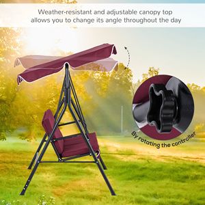 Sedia a dondolo regolabile in rattan per veranda con cuscino impermeabile e tettuccio rimovibile - Product Image 4