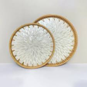 Handmade Rectangular Mother Of Pearl Inlay Serving Tray With <b>Handles</b> Blue Floral Mosaic Design Durable Lacquer Wooden Tray - Product Image 4