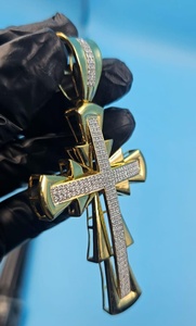 Colgante de Cruz VVS Moissanite, Joyería Cristiana, Colgante de Plata 925 con Incrustaciones, Colgante Hip Hop, Regalos de Cumpleaños, Joyería Religiosa de Jade - Product Image 2