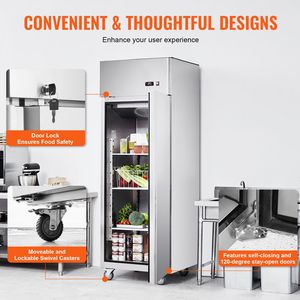 Frigorifero Commerciale Verticale a Porta Singola in Acciaio Inossidabile da 19,32 Cu.ft (546 L) con Apertura a 27 Pollici (68,6 cm) per Cucine Professionali - Product Image 6