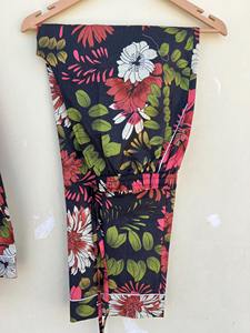 Ensemble pyjama en coton noir à fleurs, style indien, pour femmes - Product Image 2