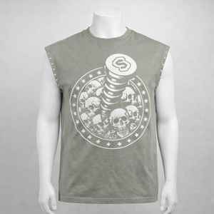 Chaleco sin Mangas para Hombre, Estilo Punk, 100% Algodón Tejido, con Impresión de Logotipo Personalizado de Alta Calidad y Lavado Ácido - Product Image 3