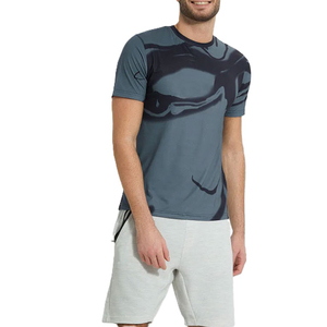 2026 New Design Men’s Blue and Black <b>Abstract</b> Sublimation <b>Print</b> T-Shirt Quick Dry Short Sleeve Sportswear Fitness and Training - Product Image 5