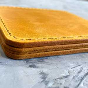 Real Leather Coasters Set with Cork Backing Non Slip <b>Table</b> Mat Genuine Cowhide Cup Pad Custom Design Bulk GLC-0032 - Product Image 6