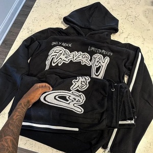 Custom Logo <b>Men's</b> Winter Sweat Suit 2-Piece Sweatpants & Hoodie Set Tech <b>Fleece</b> 100% Cotton Oversized - Product Image 4