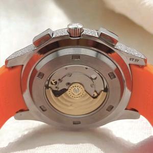 Wholesale Factory Orange Band Moissanite Diamond Studded <b>Wrist</b> <b>Watch</b> with Iced Out Moissanite <b>Watch</b> for Gift Pass Diamond Tester - Product Image 4